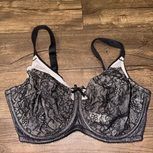 Wacoal retro chic full figure black lacy unlined nude 34DD sexy bra